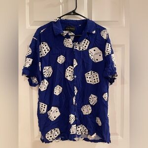 Blue Dice Print Men's button Shirt